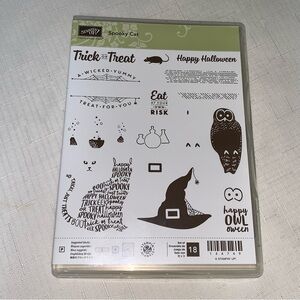 STAMPin UP Spooky Cat Set 18 PC Halloween Trick Treat Pumpkin Witch Hat Owl Fall